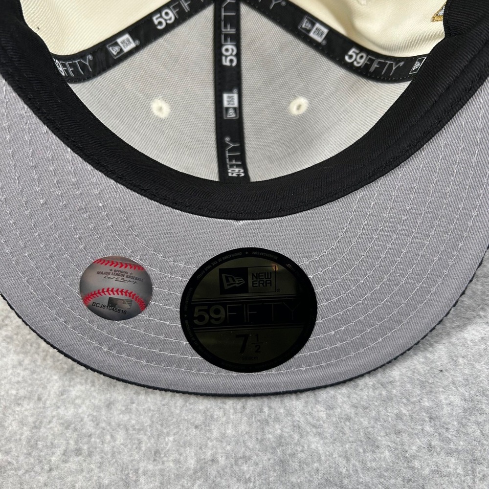 New Era NY Yankees Hat 7 1/2 Cream 59Fifty Fitted MLB New York Corduroy Brim NEW - Picture 5 of 7